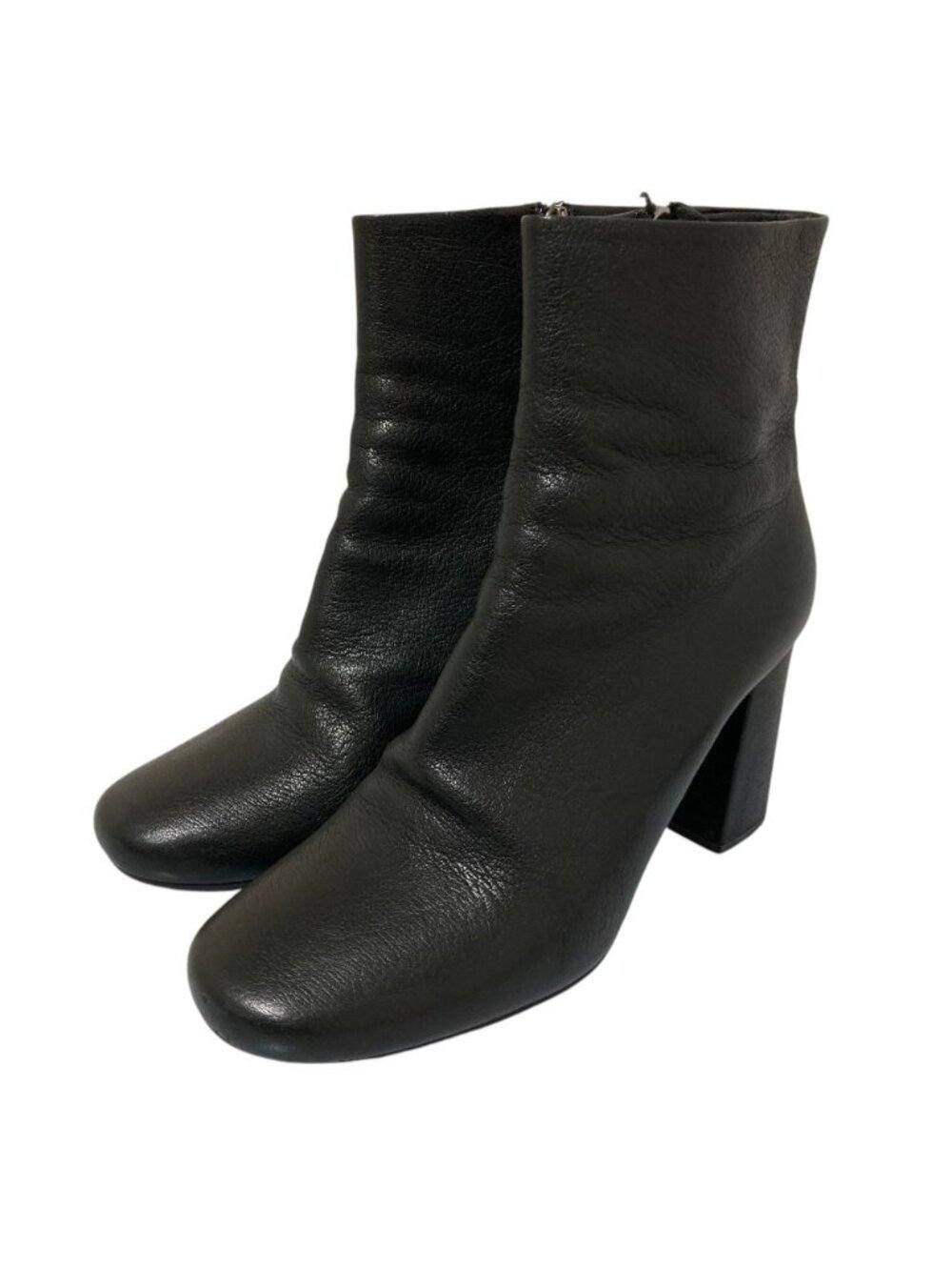 Prada Leather Side Zip Ankle Boots Short Black
